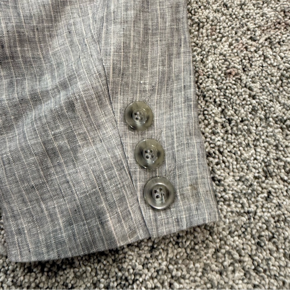 Jones New York Suit 100% Linen Grey Striped 2 Button Blazer Women’s US 10 - Picture 11 of 14